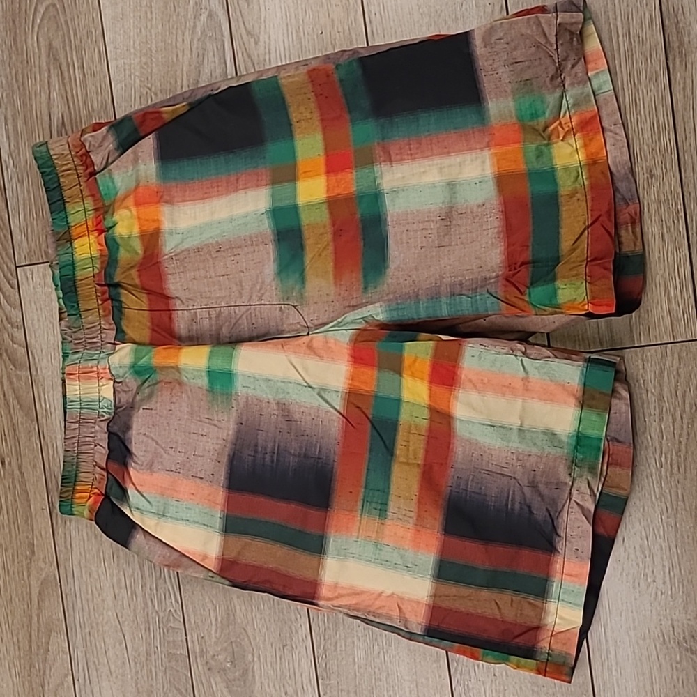 PIERRE-LOUIS MASCIA Italy Multicolor‎ Plaid Silk XS Mens Designer Casual Shorts